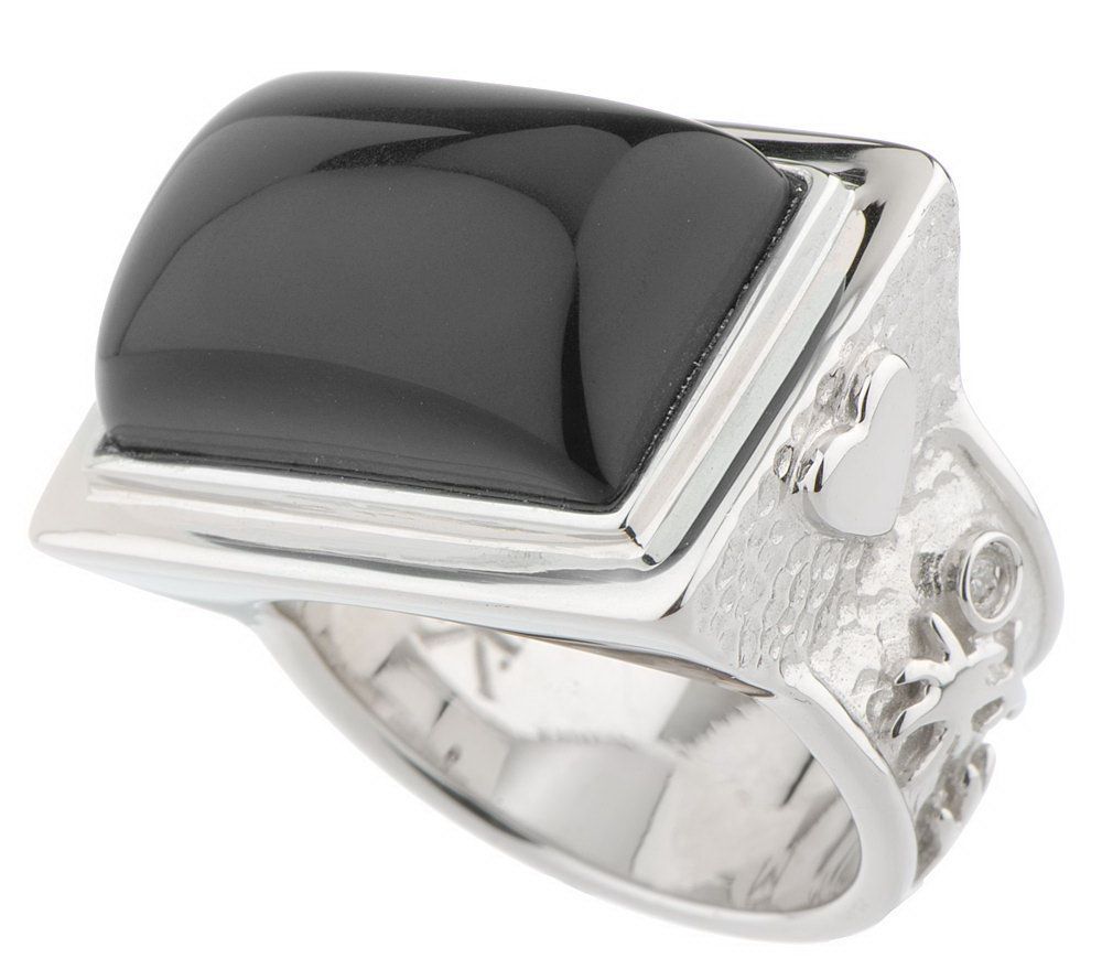 ... QVC Konstantina Mahlia Sterling Silver Black Onyx Gemstone Ring 9