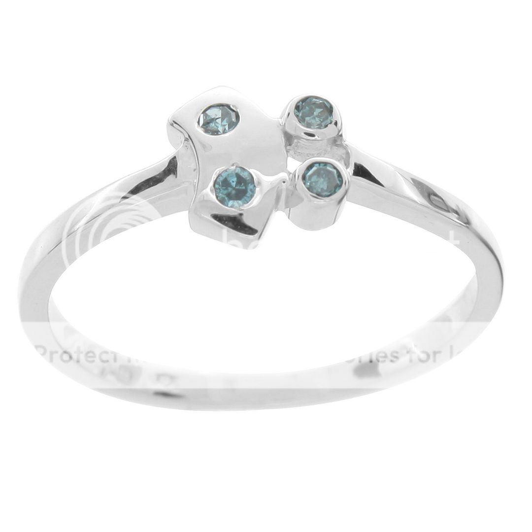 Womens Blue Natural Diamond Fashion Ring 7 Platinum Over Sterling $50 