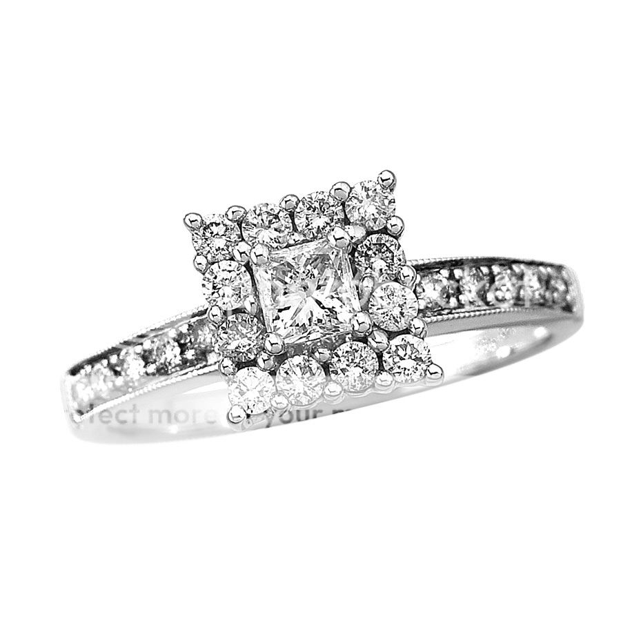 Engagement Ring 5 8 Ct TW Princess Cut 14k White Gold Size 7